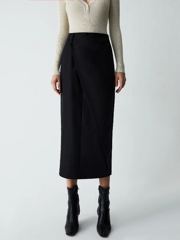 BerryBetty - Asymmetric Layer Maxi Skirt denim skirt fashionable