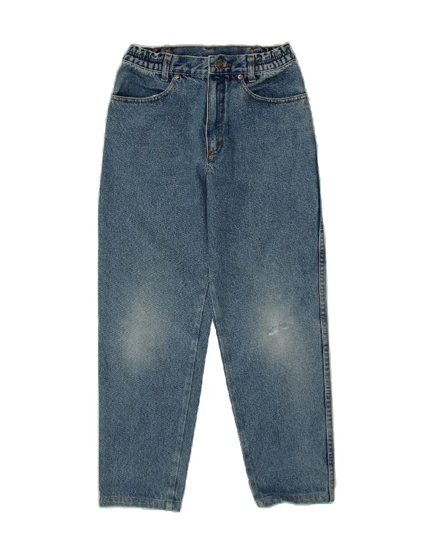 BENETTON Womens Tapered Jeans W24 L24 Blue Cotton Trendy Paperbag Waist Jeans