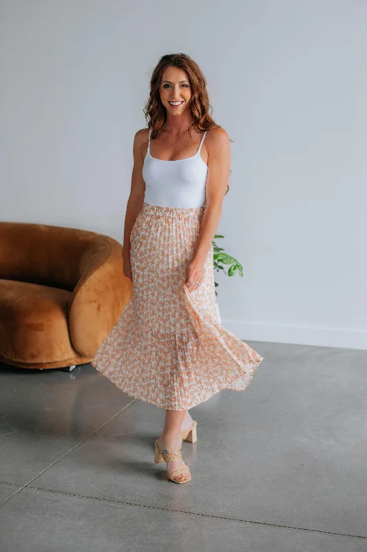 Clemie Floral Skirt pleated skirt texture