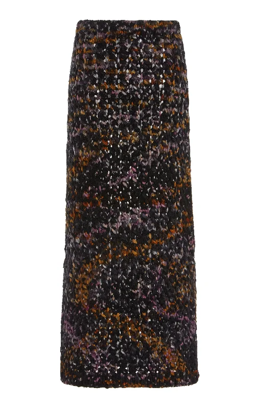 Collin Knit Midi Skirt in Space Dye Black Multi Welfat Cashmere mini skirt trendy