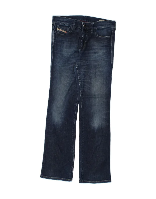 DIESEL Womens Bootzee Regular Slim Bootcut Jeans W28 L30 Navy Blue Cotton Trendy Colored Denim Jeans