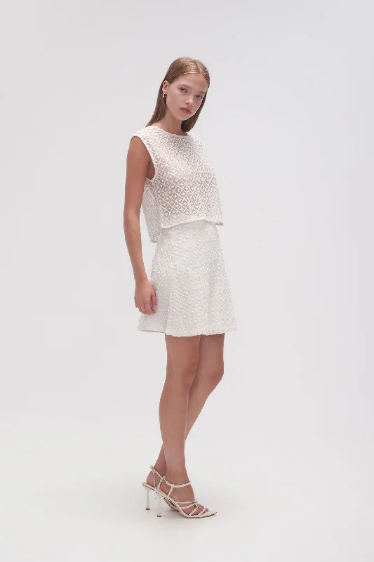 Freya Diamond Pearl Mini Skirt linen skirt natural