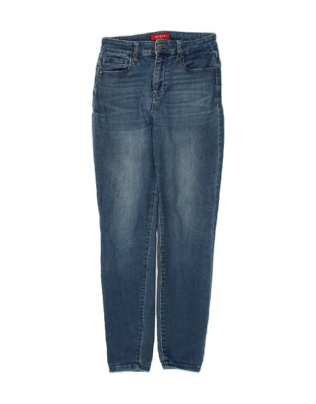 GUESS Womens Skinny Jeans W29 L29 Blue Cotton Elegant Dark-Wash Bootcut Jeans