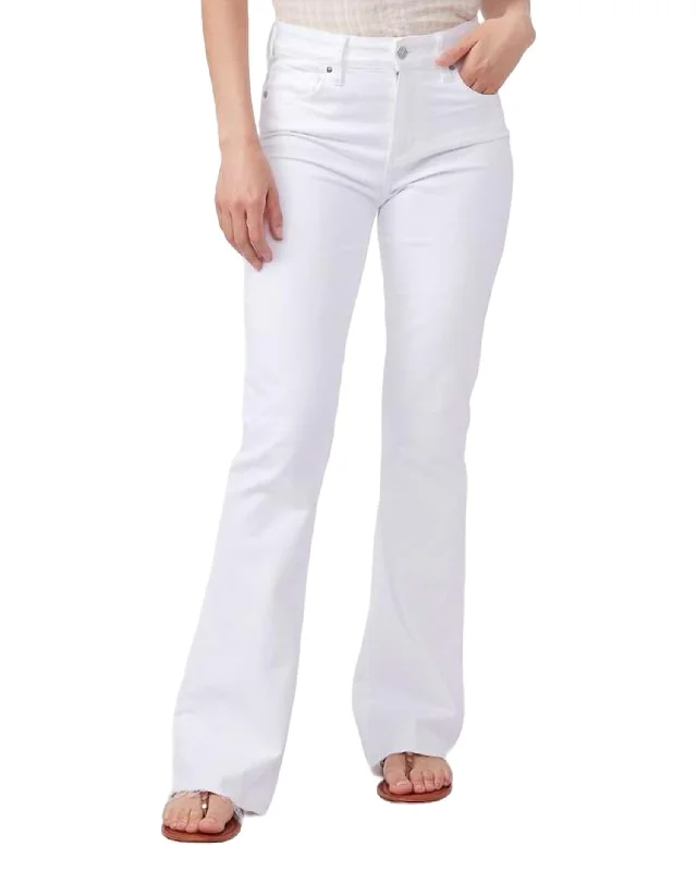 High Rise Laurel Canyon Jeans In Crisp White Comfortable Flare Leg Jeans