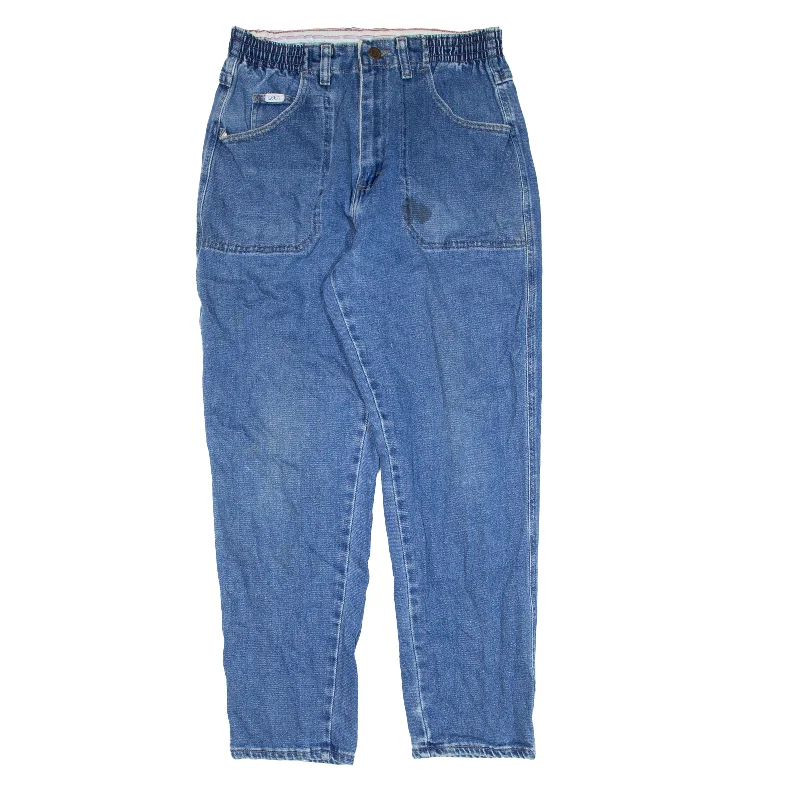 LEE Jeans Blue Denim Regular Tapered Womens W26 L26 Comfortable Folded Hem Jeans