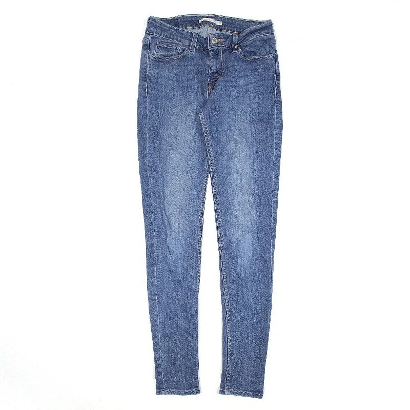LEVI'S 535 Jeans Blue Denim Slim Skinny Womens W24 L30 Comfortable Straight-Legged Denim