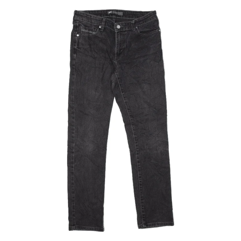 LEVI'S Mid Rise Jeans Black Denim Slim Skinny Charcoal Wash Womens W30 L30 Fashionable Raw Edge Jeans LEVI'S Mid Rise Jeans Black Denim Slim Skinny Charcoal Wash Womens W30 L30 Fashionable Raw Edge Jeans