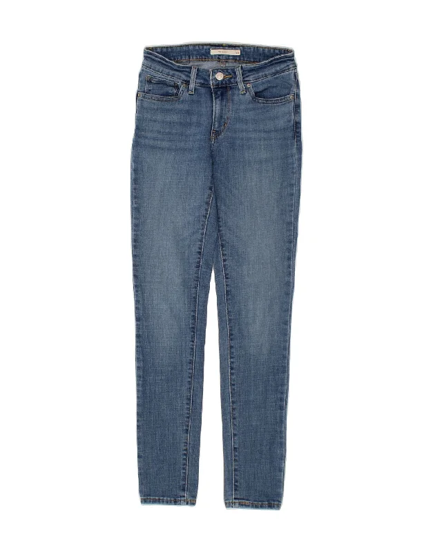 LEVI'S Womens 711 Skinny Jeans W25 L29 Blue Stylish High-Rise Mom Jeans