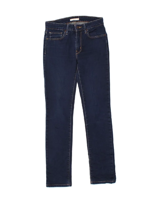 LEVI'S Womens 712 Slim Jeans W27 L30 Navy Blue Cotton Chic Double Waistband Jeans