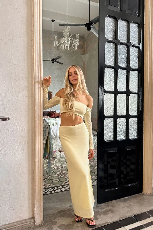 Maldives Baby Yellow Maxi Skirt leather skirt bold
