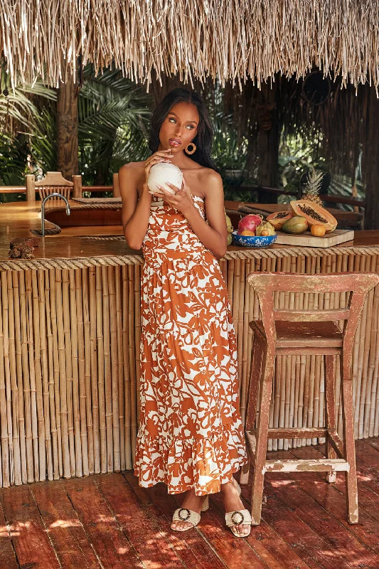 Marida Caramel Floral Yaelle Flowy Maxi Skirtirt corduroy skirt textured