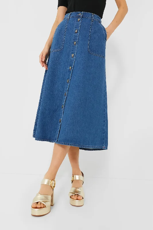Maritime Gerri Denim Skirt ruffled skirt detail