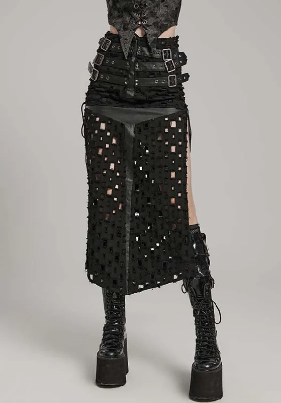 Mazikeen Buckle | MAXI SKIRT* leather skirt sleek