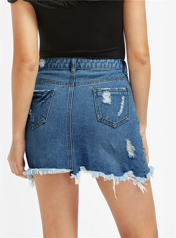 TastyHottie - Pencil Skirt Blue Denim Women Sexy Casual Mini Summer Skirts cotton skirt soft