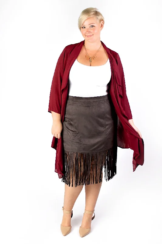 Fringed Skirt - Charcoal seamless skirt comfort