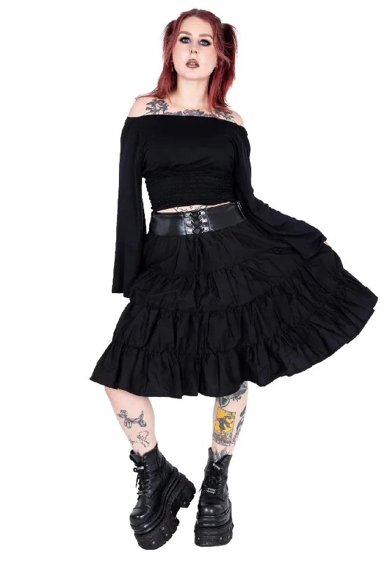 Poizen Industries - Clea Black - Skirt silk skirt lustrous
