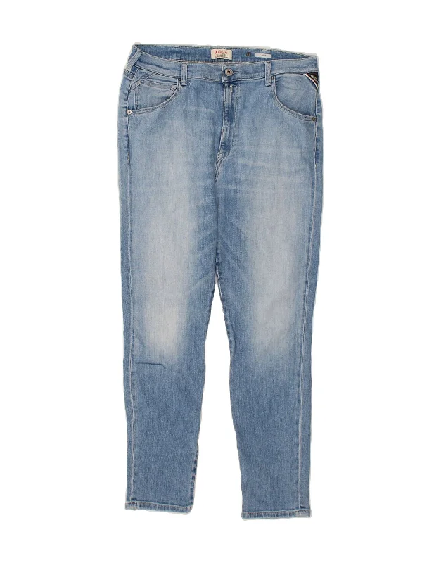 REPLAY Womens Janjop Skinny Jeans W32 L28 Blue Cotton Trendy Flared Leg Jeans