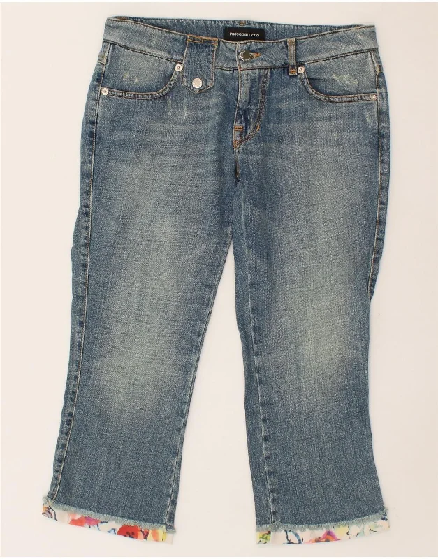 ROCCOBAROCCO Womens Capri Jeans W28 L21 Blue Cotton Trendy Wide-Legged High-Waist Jeans ROCCOBAROCCO Womens Capri Jeans W28 L21 Blue Cotton Trendy Wide-Legged High-Waist Jeans