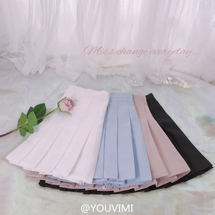 Student pleated skirt YV520 denim skirt trendy