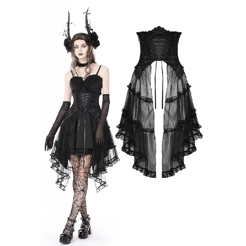 Women's Gothic Strappy Ruffled Mesh Tunic Skirt cashmere skirt fine