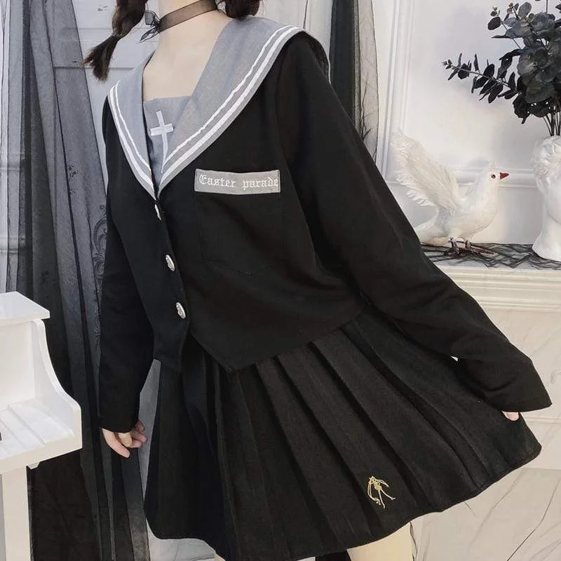 Women's Lolita Cartoon Embroidered Mini Pleated Skirts summer skirt style