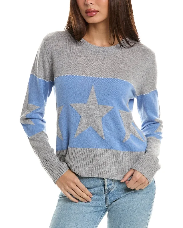 Hannah Rose Banded Star Wool & Cashmere-Blend Sweater Nylon Fabric Polyester Fabric Spandex Fabric