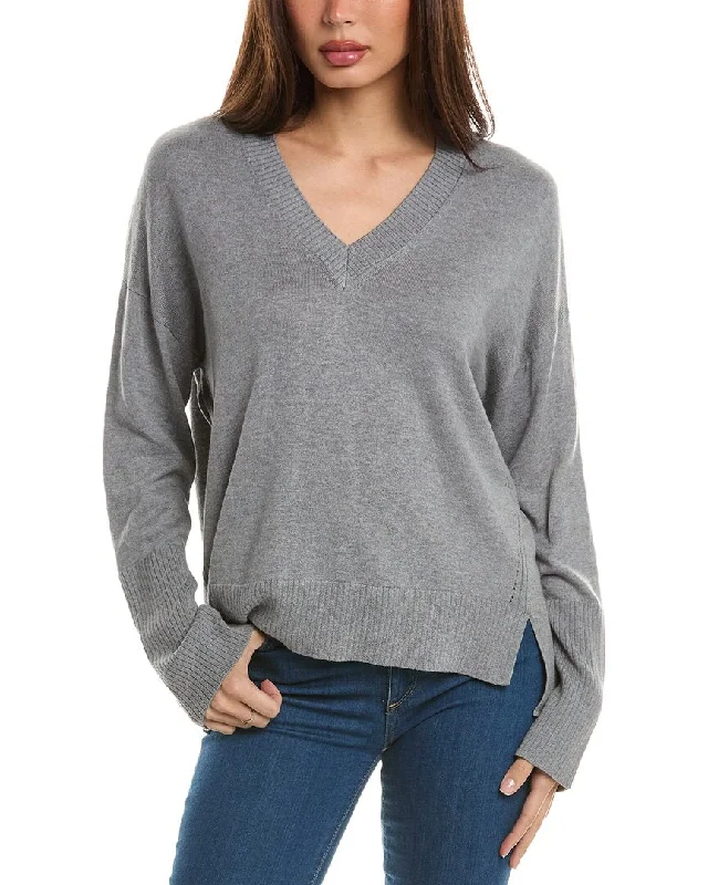 Hannah Rose High-Low Cashmere-Blend Sweater Anti-Pilling Anti-Shrink Durable