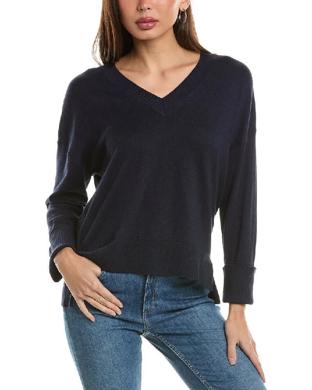 Hannah Rose High-Low Cashmere-Blend Sweater Polka Dot Checkered Tartan