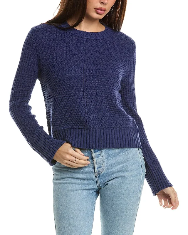 Hannah Rose Honeycomb Knit Cashmere-Blend Sweater Beaded Sweater Sequined Faux Fur