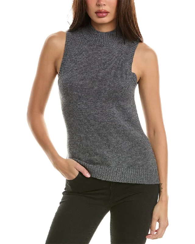 Hannah Rose Mock Neck Wool & Cashmere-Blend Sweater Bright Pastel Dark