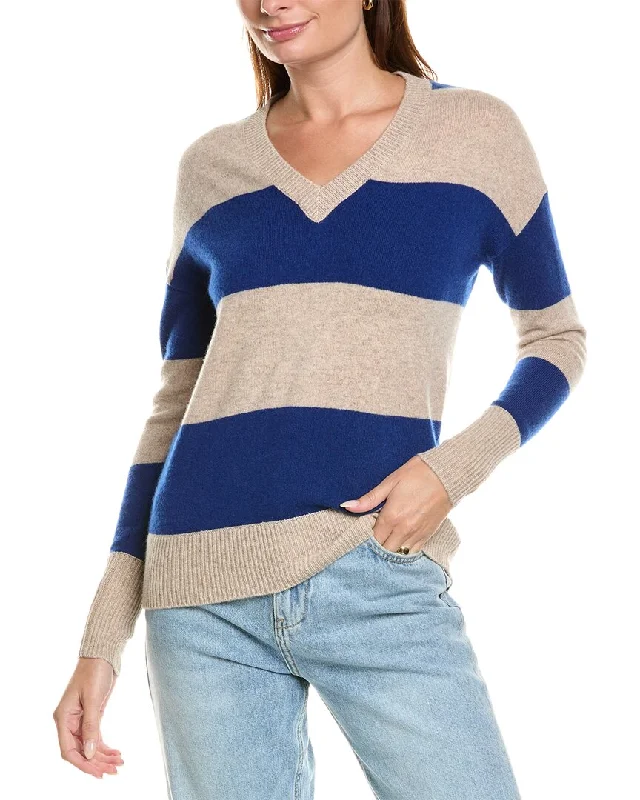 Kier+J Striped Cashmere Sweater Tailored Straight A-Line