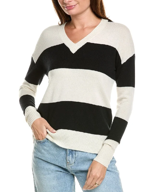 Kier+J Striped Cashmere Sweater Stylish Fashionable Trendy