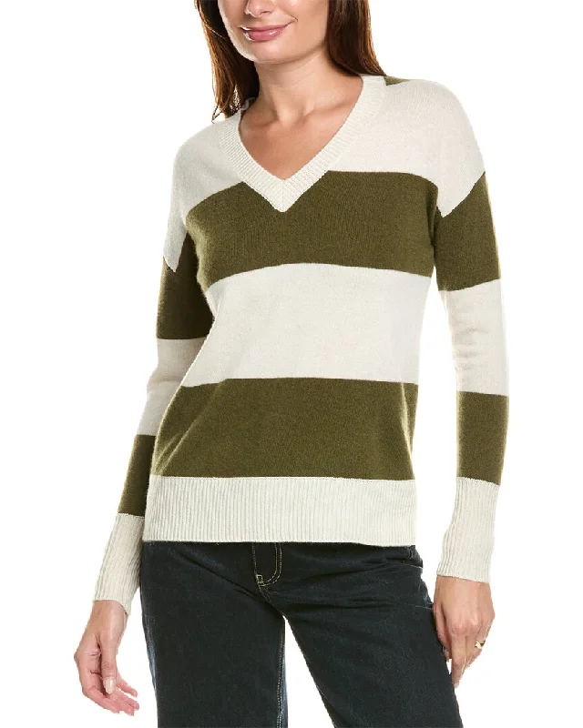 Kier+J Striped Cashmere Sweater Hooded Sweater Collared Sweater Shawl Collar