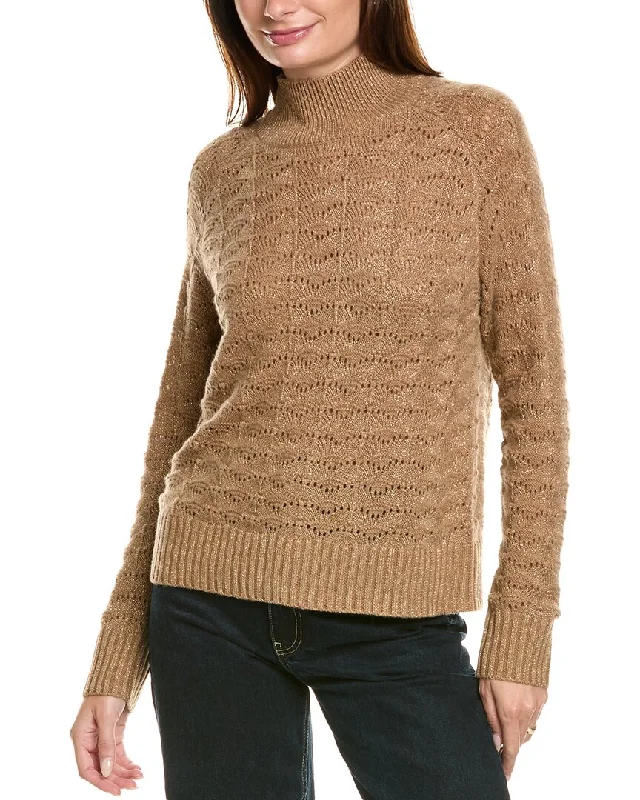 Kier+J Turtleneck Wool & Cashmere-Blend Sweater Satin Blend Silk Blend Wool Blend