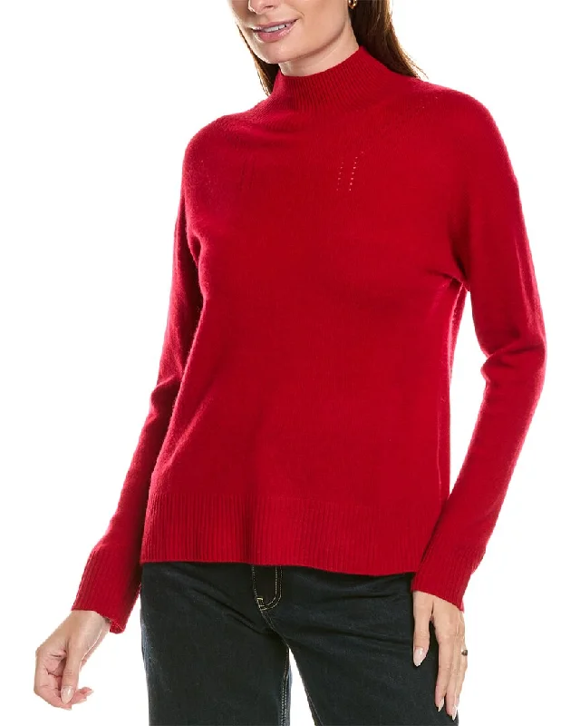 Kier+J Turtleneck Wool & Cashmere-Blend Sweater Solid Print Embellished